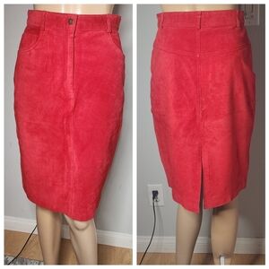 Evan Davies Leather Red Suede skirt. Vintage size 6. Runs small